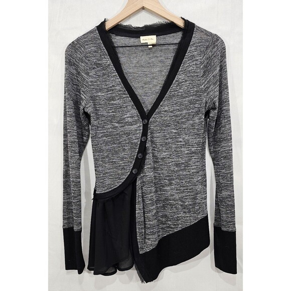 Anthropologie Meadow Rue Womens Cardigan Asymmetric Fairy Grunge Sweater Gray S - Picture 1 of 16